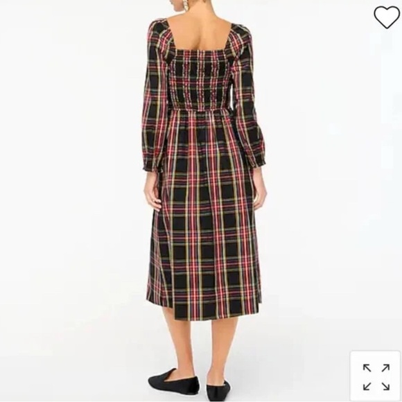 J. Crew Tartan Plaid Smocked Midi Dress Medium - Picture 3 of 5